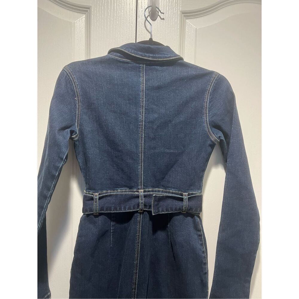 Vintage front zip tie waist jumpsuit in mid wash COLOUR: Dark wash size S - Picture 9 of 9
